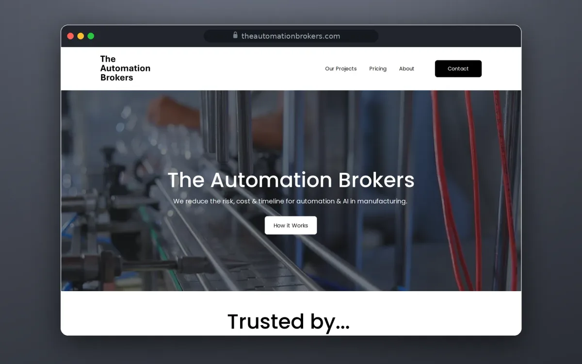 The Automation Brokers marketplace home page in a browser window